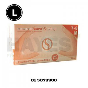 SemperCare Vinyl Gloves Latex Free Powder Free LARGE (100) Box
